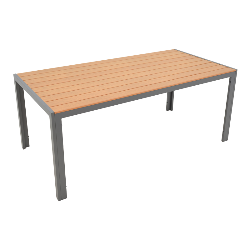 Tavolinë ngrënieje Nares-Azelie set prej 5 pakoworld alumini antracit dhe kompensatë në nuancë natyrale 180x90x72.5cm