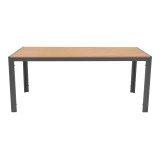 Tavolinë ngrënieje Nares-Azelie set prej 7 pakoworld alumini antracit dhe kompensatë në nuancë natyrale 180x90x72.5cm