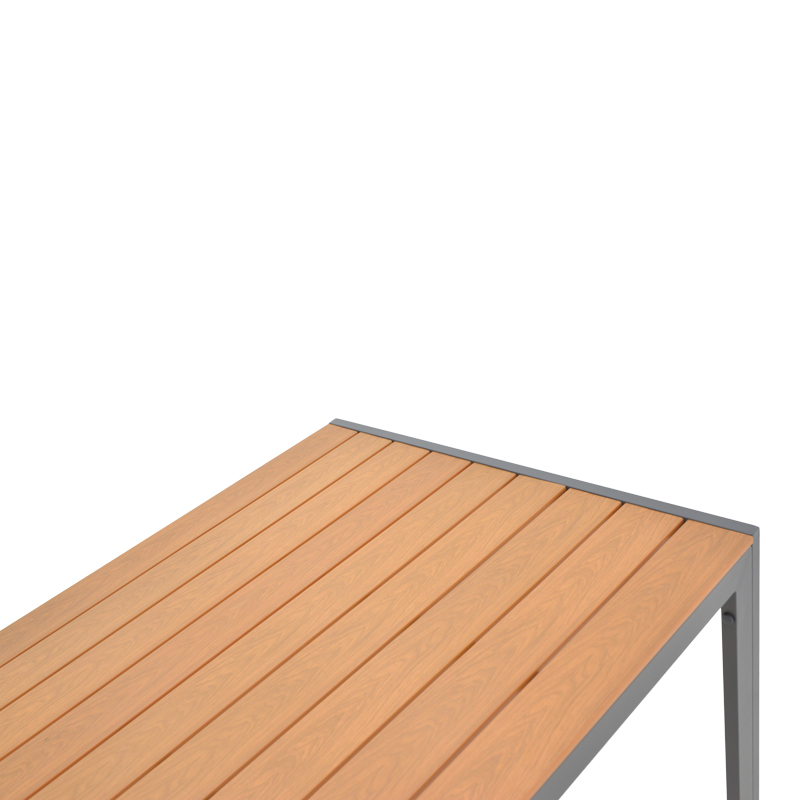 Tavolinë ngrënieje Nares-Azelie set prej 7 pakoworld alumini antracit dhe kompensatë në nuancë natyrale 180x90x72.5cm