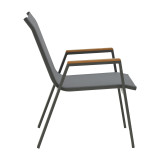 Tavolinë ngrënieje Nares-Azelie set prej 7 pakoworld alumini antracit dhe kompensatë në nuancë natyrale 180x90x72.5cm