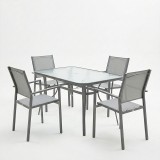 Set tavoline ngrënieje Ensure-Confidence prej 5 copash pakoworld metal në nuancë antracit 120x70x70cm