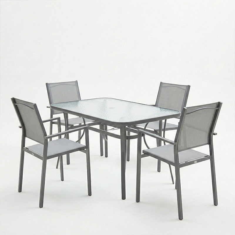 Set tavoline ngrënieje Ensure-Confidence prej 5 copash pakoworld metal në nuancë antracit 120x70x70cm