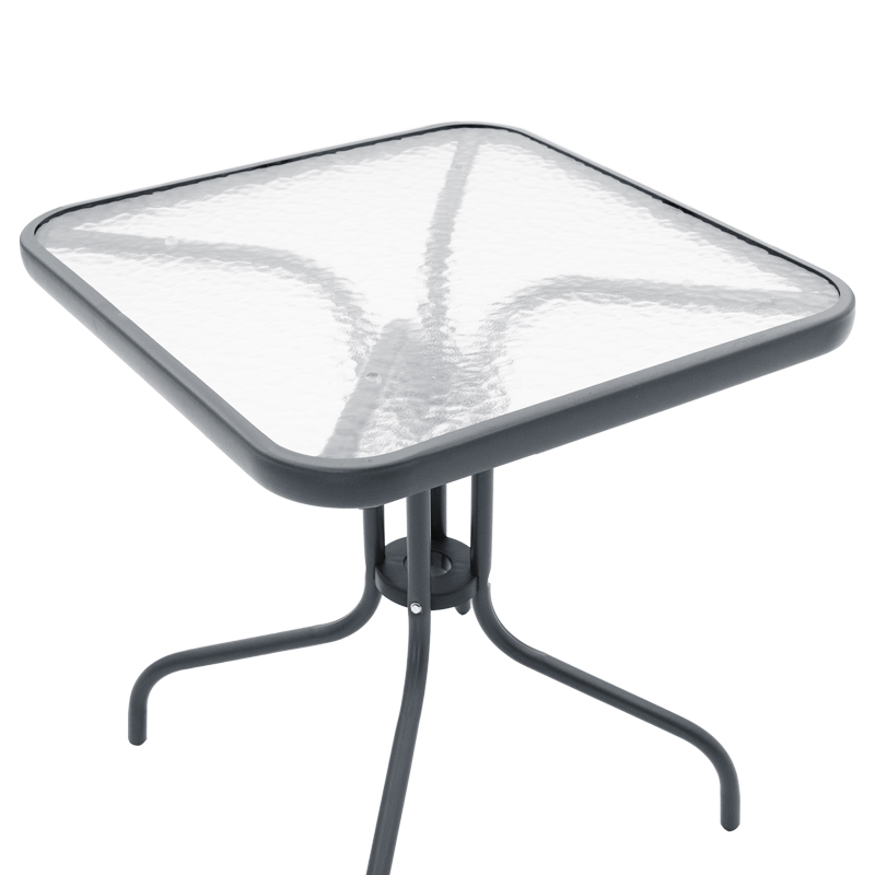 Tavolinë ngrënieje Watson-Confidence set me 3 copë pakoworld metal në nuancë qymyri 70x70x70cm