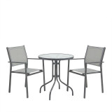 Set tavoline ngrënieje Watson-Confidence A prej 3 copash pakoworld metal në nuancë antracit D60x70cm