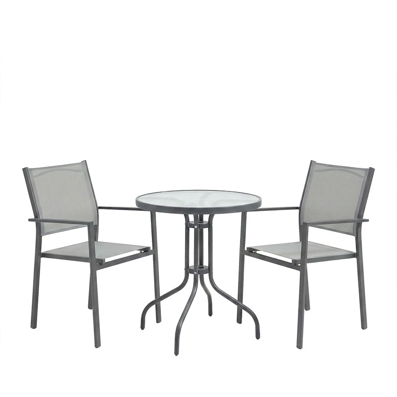 Set tavoline ngrënieje Watson-Confidence A prej 3 copash pakoworld metal në nuancë antracit D60x70cm