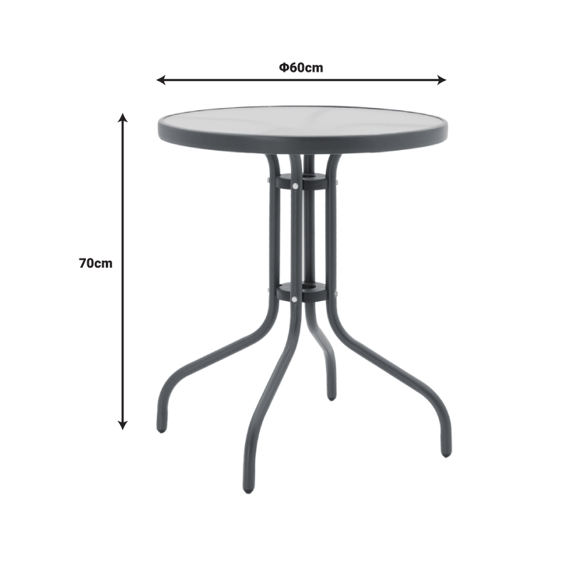 Set tavoline ngrënieje Watson-Confidence A prej 3 copash pakoworld metal në nuancë antracit D60x70cm