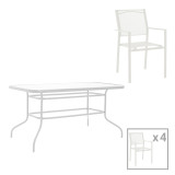 Set tavoline ngrënieje Valor-Confidence prej 5 pakoworld metal i bardhë 140x80x70cm