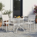 Tavolinë ngrënieje Valor-Confidence B set me 3 pakoworld metal në nuancë të bardhë D60x70cm