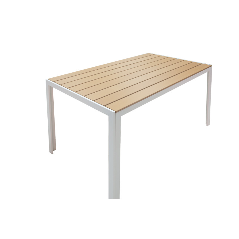 Set tavoline ngrënie Nares-Raven A 5 copë pakoworld alumini i bardhë dhe kompensatë në një nuancë natyrale 140x80x72.5cm