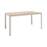 Tavolinë ngrënieje Nares-Azelie A set 5 pakoworld alumini i bardhë dhe kompensatë në nuancë natyrale 140x80x72.5cm