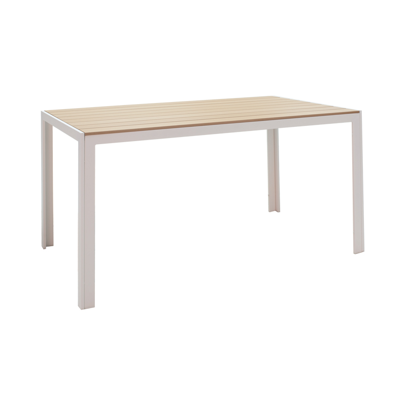 Tavolinë ngrënieje Nares-Pino A set me 5 pakoworld alumini i bardhë dhe kompensatë në një nuancë natyrale 140x80x72.5cm
