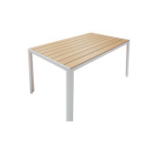 Tavolinë ngrënieje Nares-Pino A set me 5 pakoworld alumini i bardhë dhe kompensatë në një nuancë natyrale 140x80x72.5cm