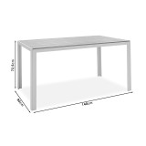 Tavolinë ngrënieje Nares-Pino A set me 5 pakoworld alumini i bardhë dhe kompensatë në një nuancë natyrale 140x80x72.5cm