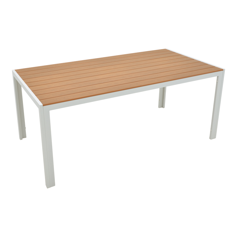 Tavolinë ngrënieje Nares-Norture B set prej 7 pakoworld alumini i bardhë dhe kompensatë në nuancë natyrale 180x90x72.5cm