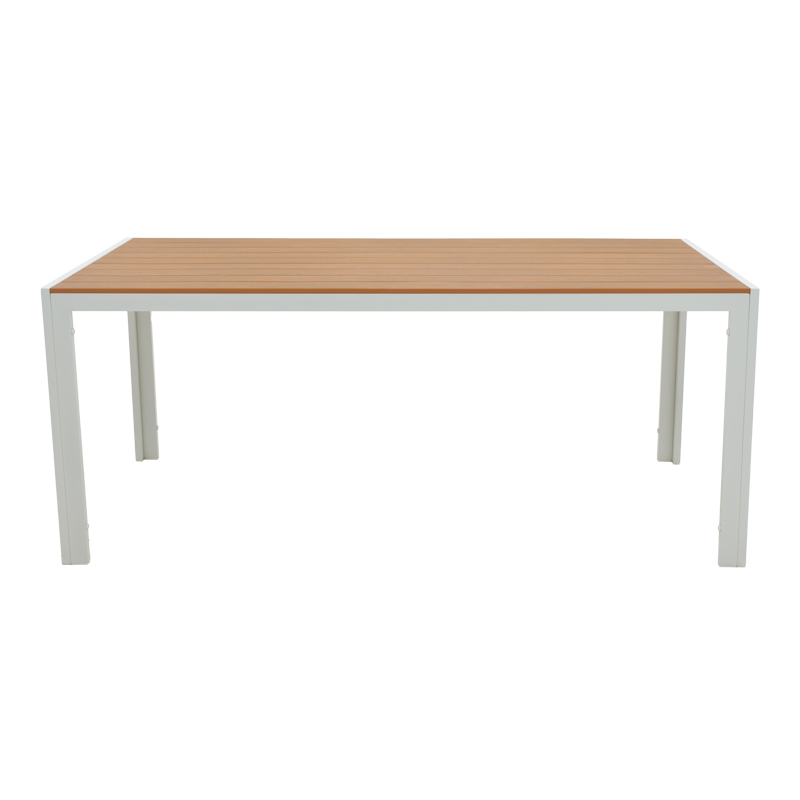 Tavolinë ngrënieje Nares-Convince B set me 7 copë pakoworld alumini i bardhë dhe kompensatë në nuancë natyrale 180x90x72.5cm