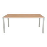 Tavolinë ngrënieje Nares-Pino B set me 7 pakoworld alumini i bardhë dhe kompensatë në një nuancë natyrale 180x90x72.5cm