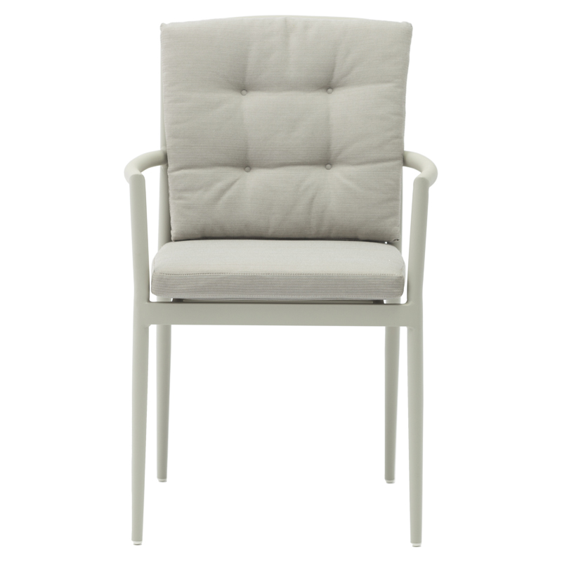 Tavolinë ngrënie Nares-Moritz A set prej 7 pakoworld alumini dhe kompensatë e bardhë-gri në një nuancë natyrale 180x90x72.5cm