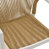 Set tavoline ngrënieje Synergy-Lush me 3 copë pakoworld, alumin i bardhë dhe kompensatë në ngjyrë natyrale 80x80x74cm