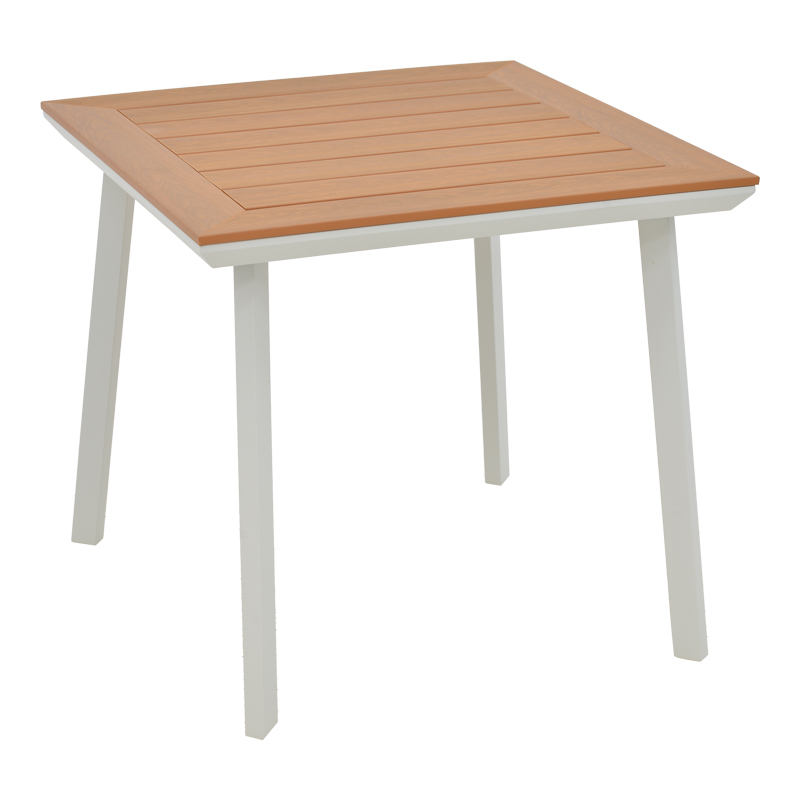 Set tavoline ngrënieje Synergy-Pino me 3 copë pakoworld, alumin i bardhë dhe kompensatë në ngjyrë natyrale 80x80x74cm
