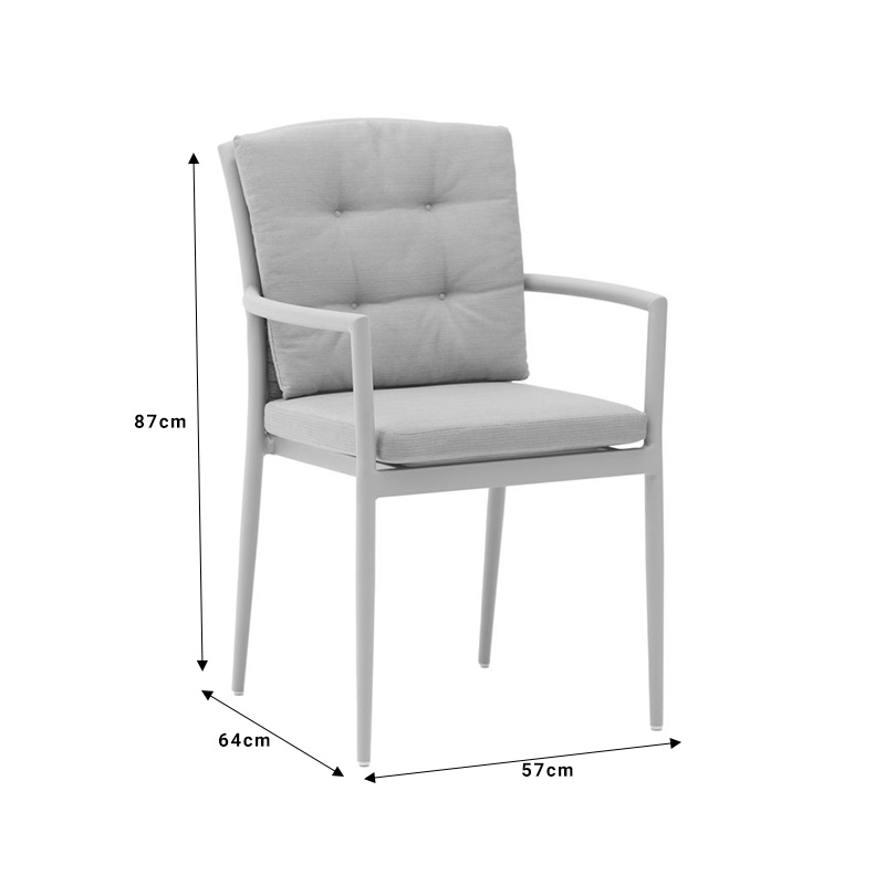 Tavolinë ngrënieje Synergy-Moritz set 3 pakoworld alumini i bardhë-gri dhe kompensatë në ngjyrë natyrale 80x80x74cm