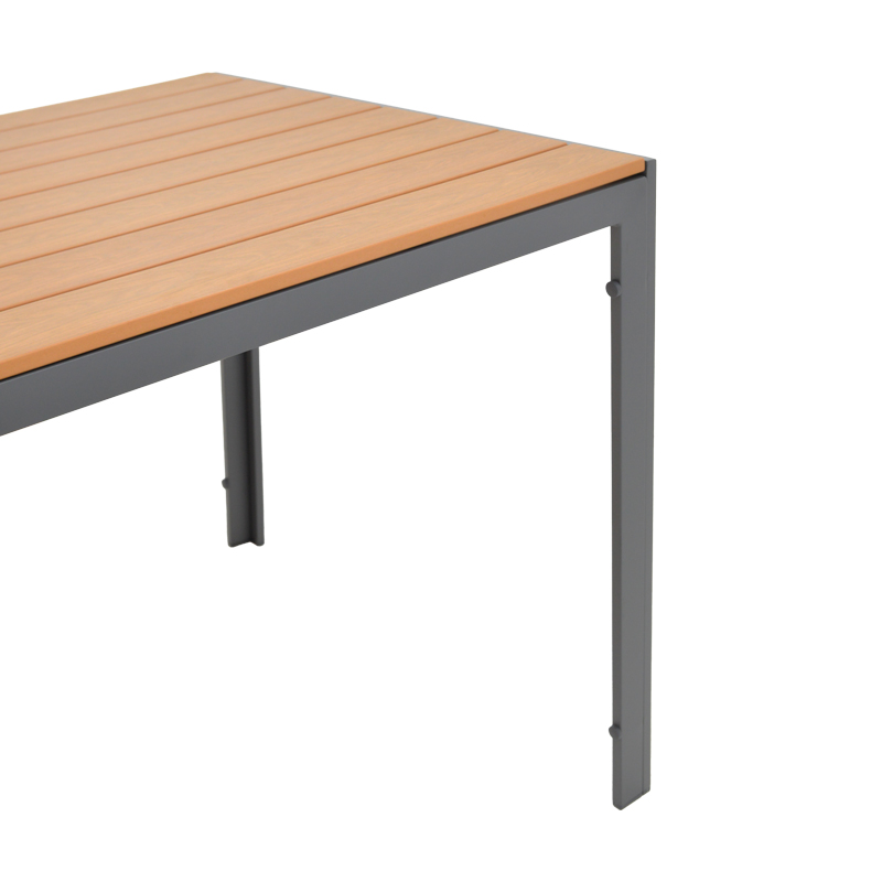 Tavolinë ngrënie Nares-Azelie C set me 5 pakoworld alumini antracit dhe tekstilen me kompensatë në ngjyrë natyrale 140x80x72.5cm