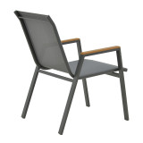 Tavolinë ngrënie Nares-Azelie C set me 5 pakoworld alumini antracit dhe tekstilen me kompensatë në ngjyrë natyrale 140x80x72.5cm