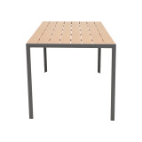 Tavolinë ngrënie Nares-Azelie C set me 5 pakoworld alumini antracit dhe tekstilen me kompensatë në ngjyrë natyrale 140x80x72.5cm