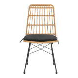 Set tavoline ngrënieje Naoki U prej 3 pakoworld rattan pe në nuancë natyrale dhe metal të zi 80x80x78cm