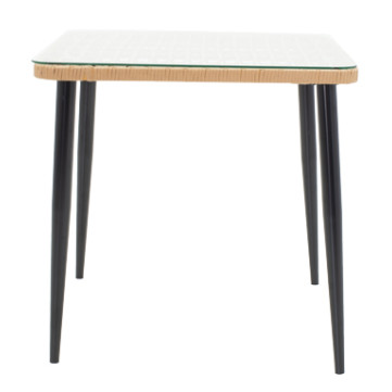 Set tavoline ngrënieje Naoki U prej 5 pakoworld rattan pe në nuancë natyrale dhe metal të zi 80x80x78cm