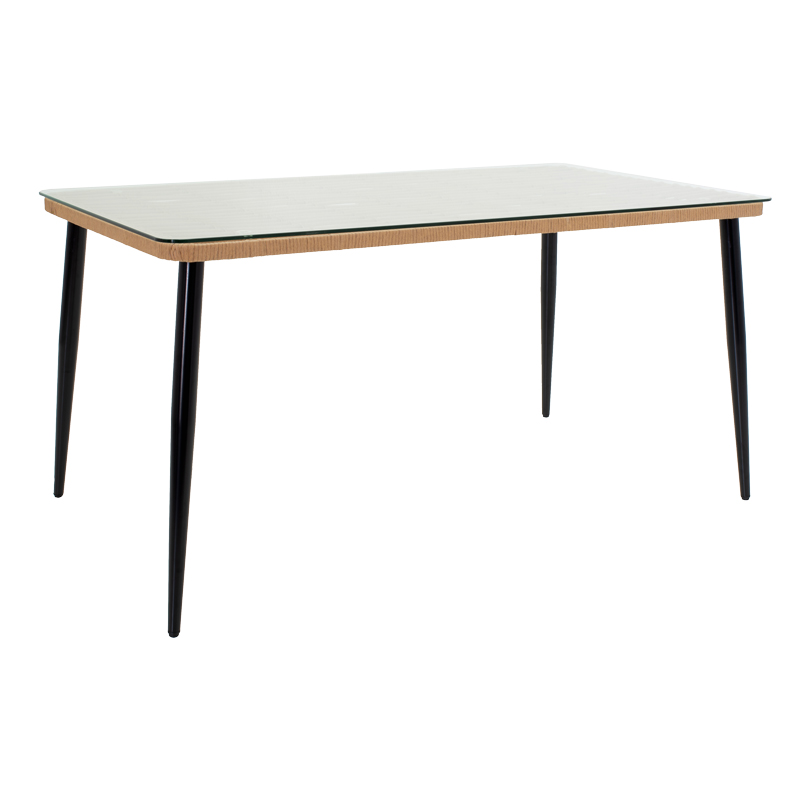 Set tavoline ngrënie Naoki U me 5 pakoworld rattan pe në nuancë natyrale dhe metal i zi 160x90x78cm