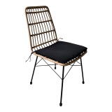 Set tavoline ngrënie Naoki U me 5 pakoworld rattan pe në nuancë natyrale dhe metal i zi 160x90x78cm