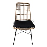 Set tavoline ngrënie Naoki U me 5 pakoworld rattan pe në nuancë natyrale dhe metal i zi 160x90x78cm