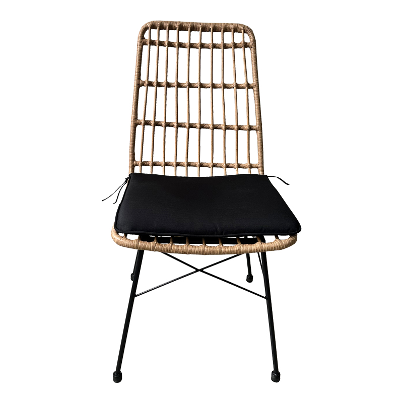 Set tavoline ngrënie Naoki U me 5 pakoworld rattan pe në nuancë natyrale dhe metal i zi 160x90x78cm