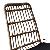 Set tavoline ngrënie Naoki U me 5 pakoworld rattan pe në nuancë natyrale dhe metal i zi 160x90x78cm