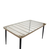 Set tavoline ngrënie Naoki U me 7 pakoworld rattan pe në nuancë natyrale dhe metal i zi 160x90x78cm