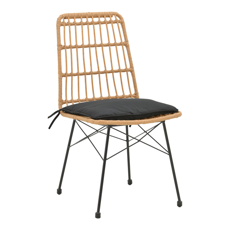 Set tavoline ngrënie Naoki U me 7 pakoworld rattan pe në nuancë natyrale dhe metal i zi 160x90x78cm