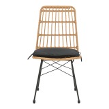 Set tavoline ngrënie Naoki U me 7 pakoworld rattan pe në nuancë natyrale dhe metal i zi 160x90x78cm
