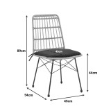 Set tavoline ngrënie Naoki U me 7 pakoworld rattan pe në nuancë natyrale dhe metal i zi 160x90x78cm