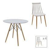 Set tavoline ngrënieje Aurora-Julita pakoworld me 5 copë pp-mdf në ngjyrë gri-natyrale D80x73cm