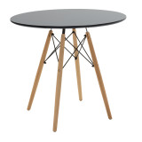 Set tavoline ngrënieje Ezra-Julita pakoworld me 3 pp-mdf në ngjyrë të zezë-natyrale D80x73cm