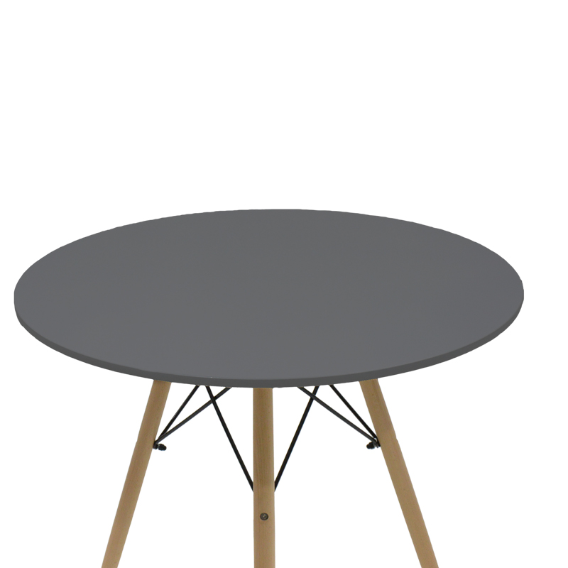 Set tavoline ngrënieje Ezra-Julita pakoworld me 3 pp-mdf në ngjyrë të zezë-natyrale D80x73cm