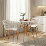 Set tavoline ngrënieje Ezra-Julita pakoworld me 3 pp-mdf në ngjyrë të bardhë-natyrale D80x73cm