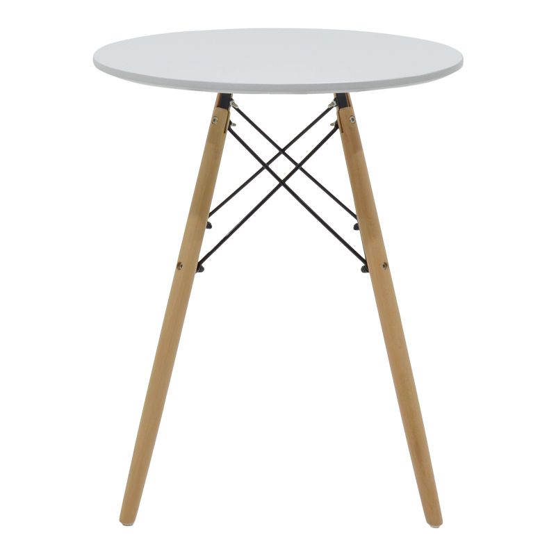Set tavoline ngrënieje Ezra-Julita pakoworld me 3 pp-mdf në ngjyrë të bardhë-natyrale D60x73cm