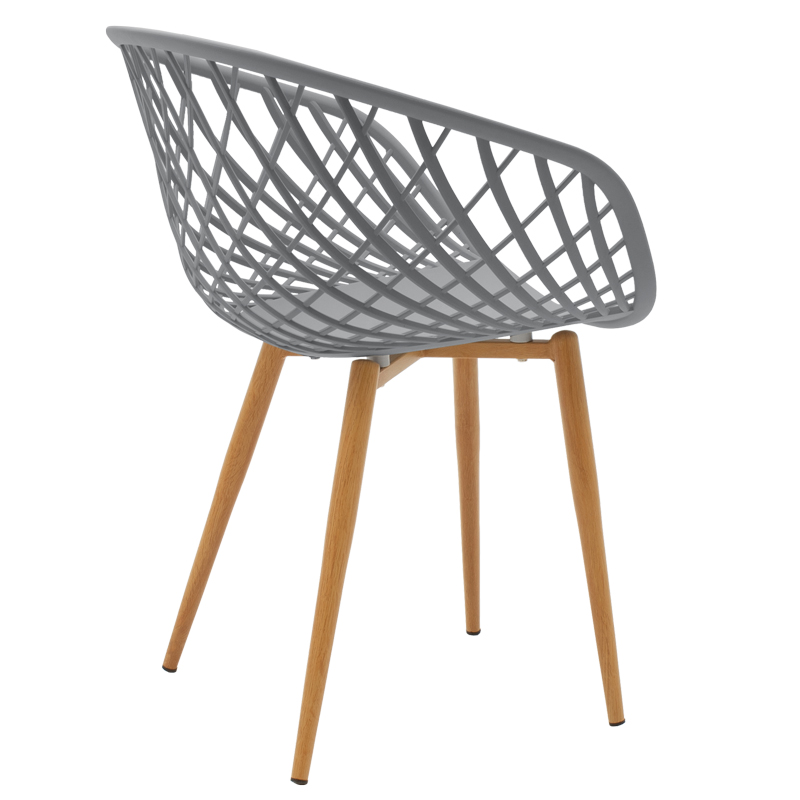 Set tavoline ngrënieje Ezra-Julita pakoworld me 3 pp-mdf në ngjyrë gri/e bardhë-natyrale D80x73cm