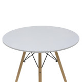 Set tavoline ngrënieje Ezra-Julita pakoworld me 3 pp-mdf në ngjyrë gri/e bardhë-natyrale D80x73cm