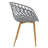 Set tavoline ngrënieje Ezra-Natali pakoworld me 3 copë pp-mdf në ngjyrë gri-bardhë me këmbë natyrale 80x80x76cm