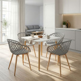 Set tavoline ngrënieje Ezra-Natali pakoworld me 5 copë pp-mdf në ngjyrë gri-bardhë me këmbë natyrale 80x80x76cm