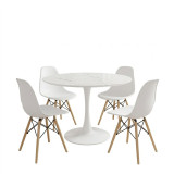 Julita-Balou pakoworld set tavoline ngrënieje me 5 pjesë PP-MDF në ngjyrë të bardhë D100x73cm