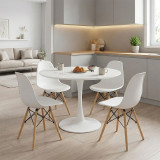 Julita-Balou pakoworld set tavoline ngrënieje me 5 pjesë PP-MDF në ngjyrë të bardhë D100x73cm