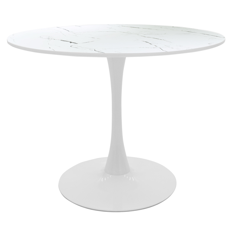 Set tavoline ngrënie Ezra-Balou pakoworld me 5 copë pp-mdf në ngjyrë mermeri të bardhë D120x73cm